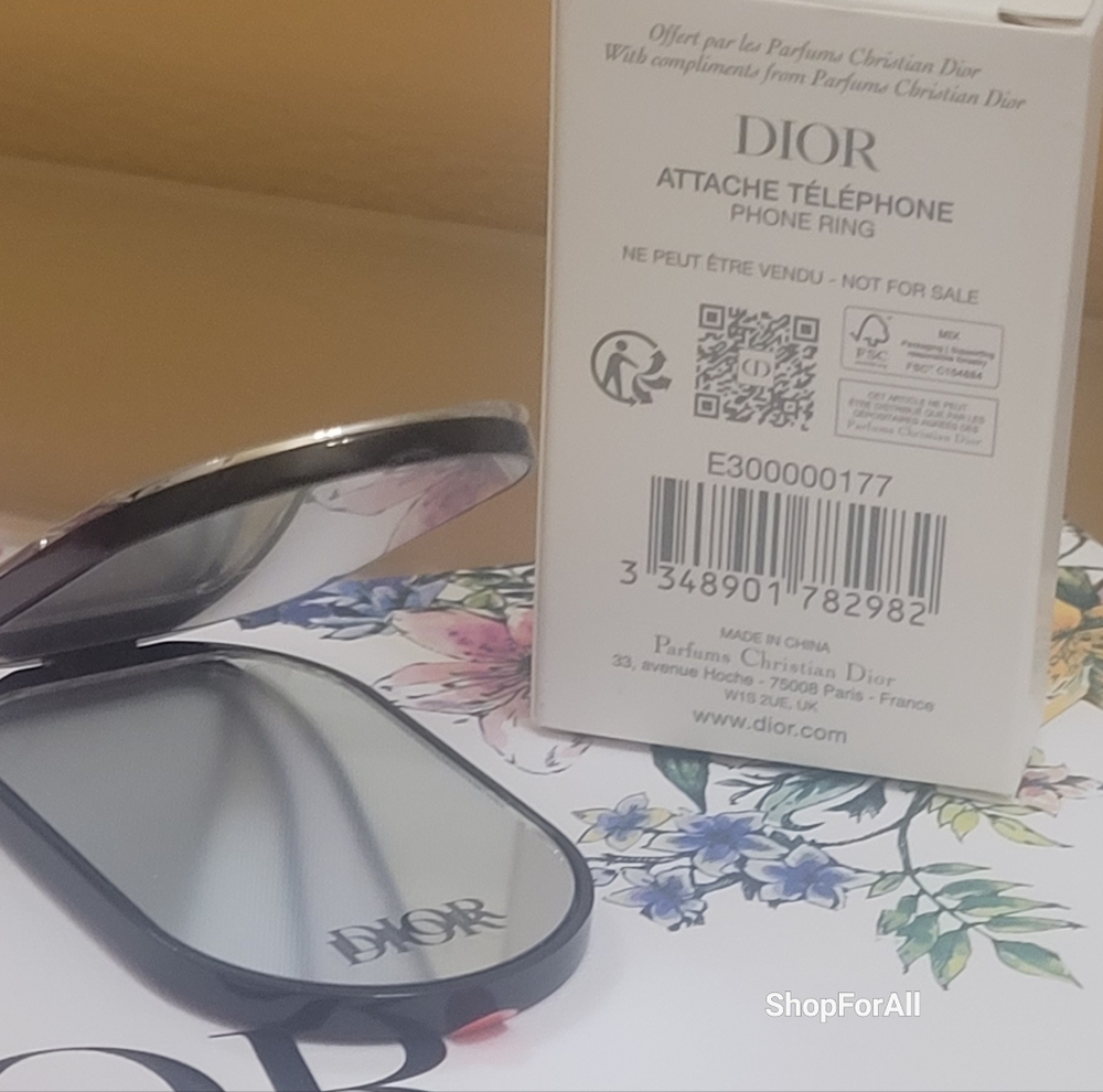 DIOR CD Smart Phone Pop Socket Phone Ring Mirror Stand Black/Silver Compact - Picture 12 of 16
